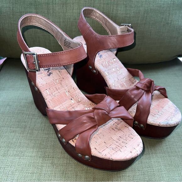 KORKS NEW Women's Dawson Wedge Sandals with Cork Footbed Brown Size 10 - Picture 6 of 11